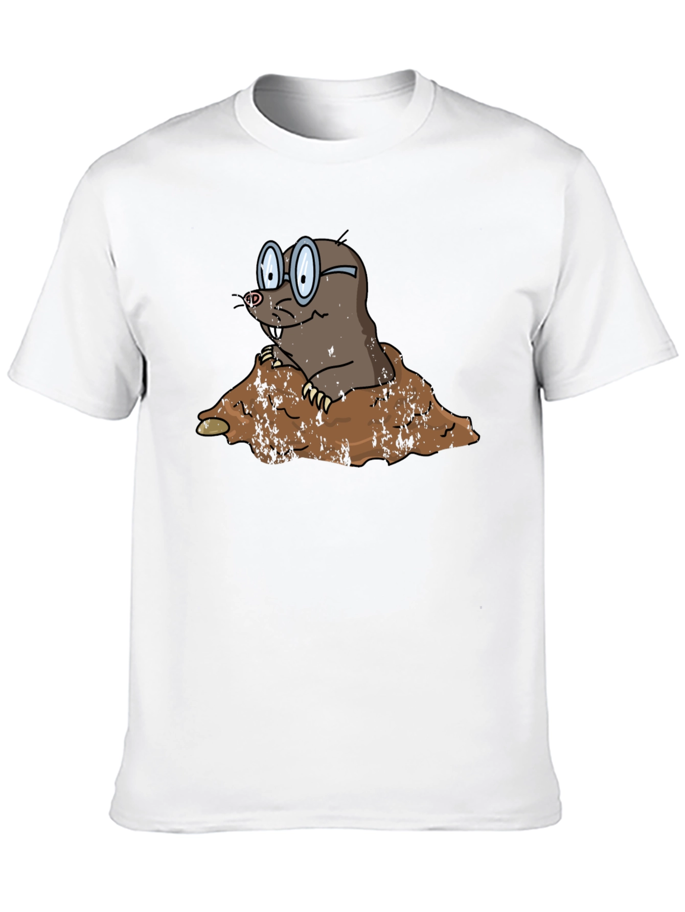Mole Cartoon Graphic Black T-Shirt