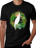 Tropical Cockatoo Graphic Tee - Mens Black T-Shirt