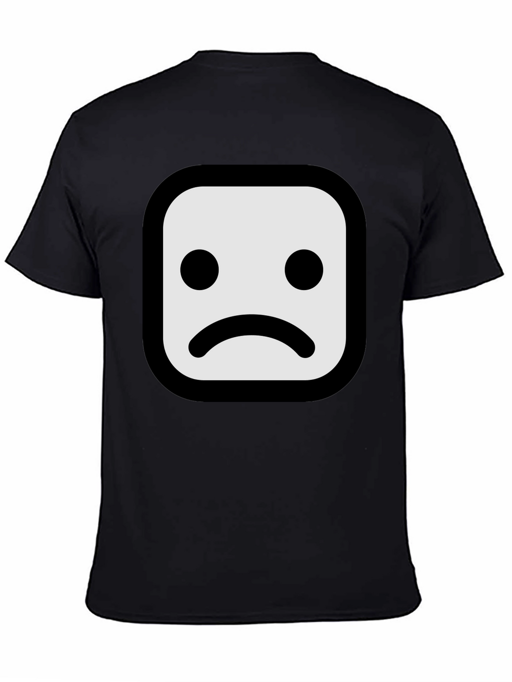 Sad Face Graphic T-Shirt - Black Cotton Blend
