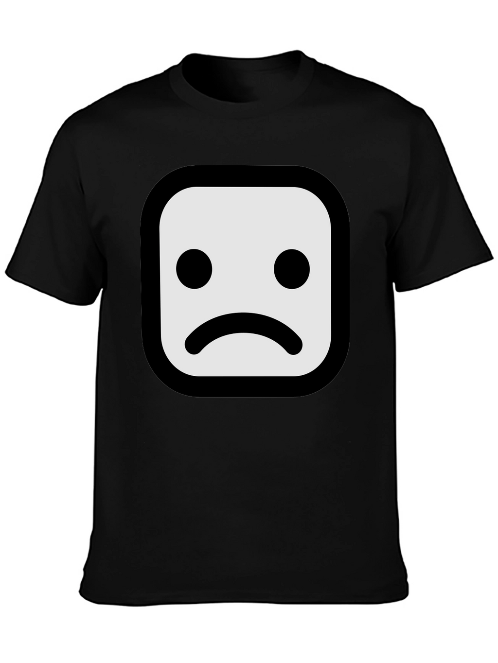 Sad Face Graphic T-Shirt - Black Cotton Blend