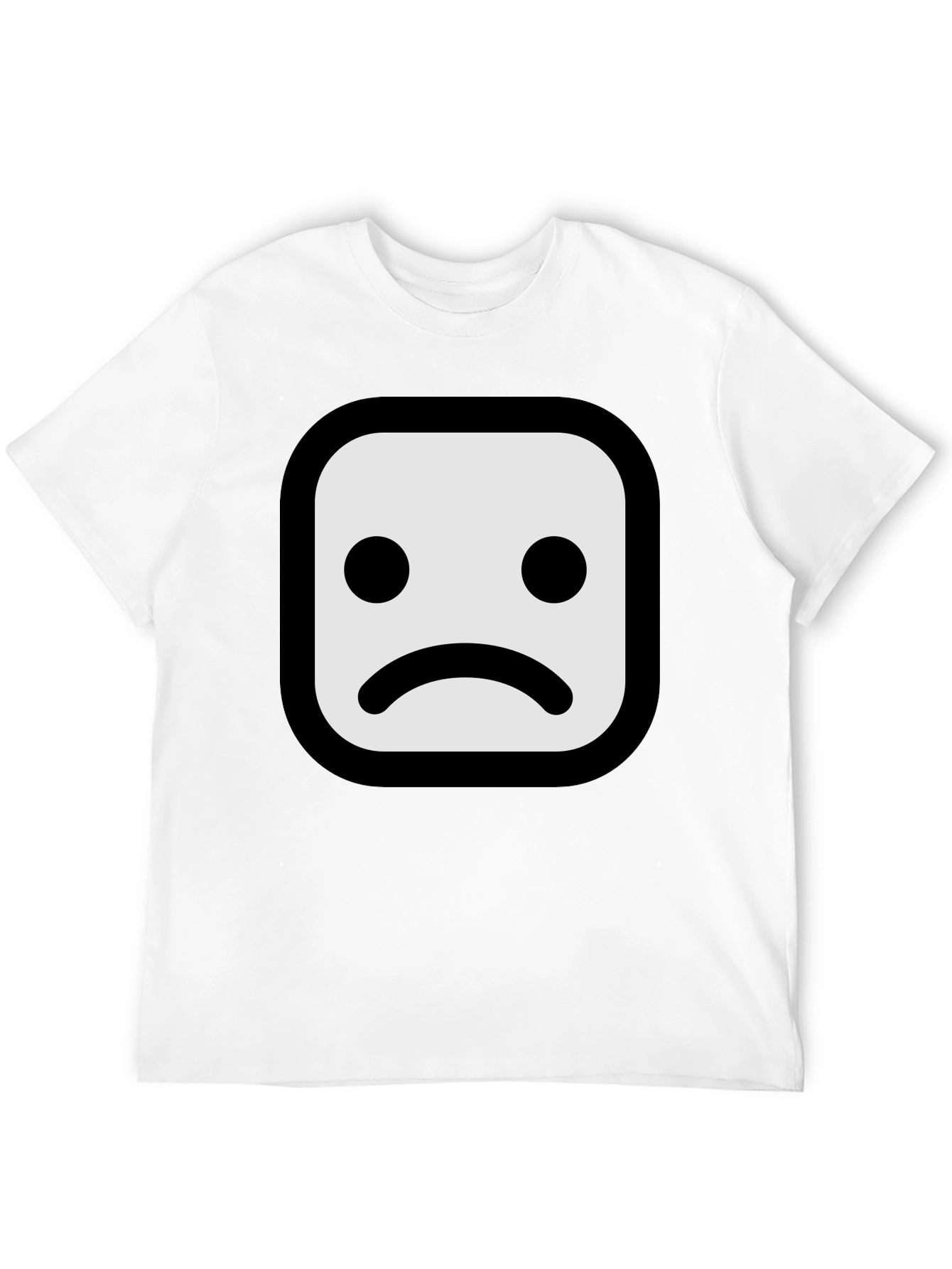 Sad Face Graphic T-Shirt - Black Cotton Blend