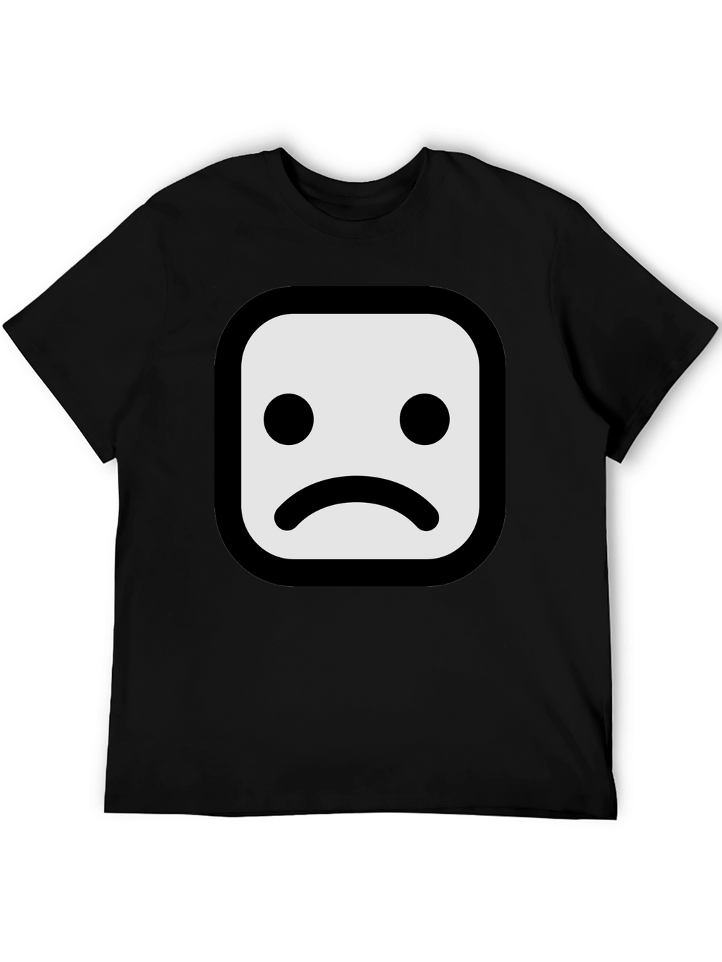 Sad Face Graphic T-Shirt - Black Cotton Blend