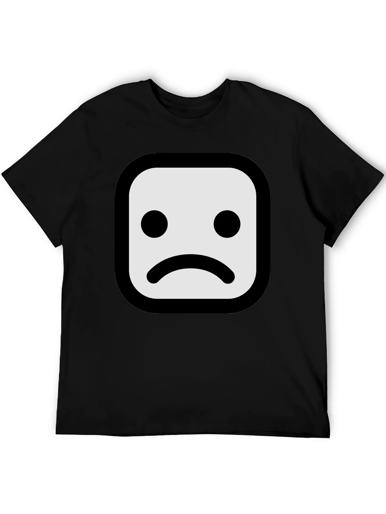 Sad Face Graphic T-Shirt - Black Cotton Blend