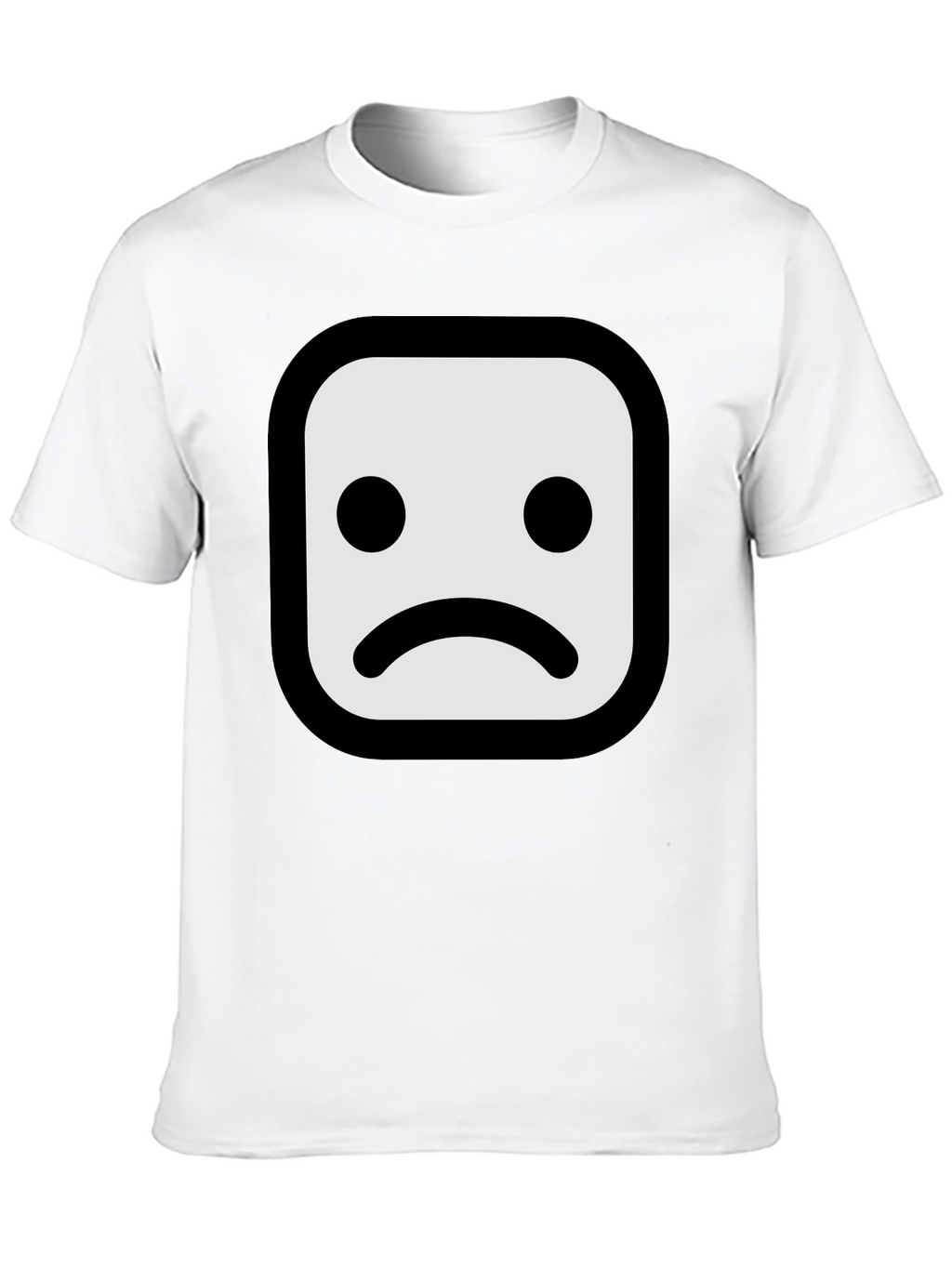 Sad Face Graphic T-Shirt - Black Cotton Blend
