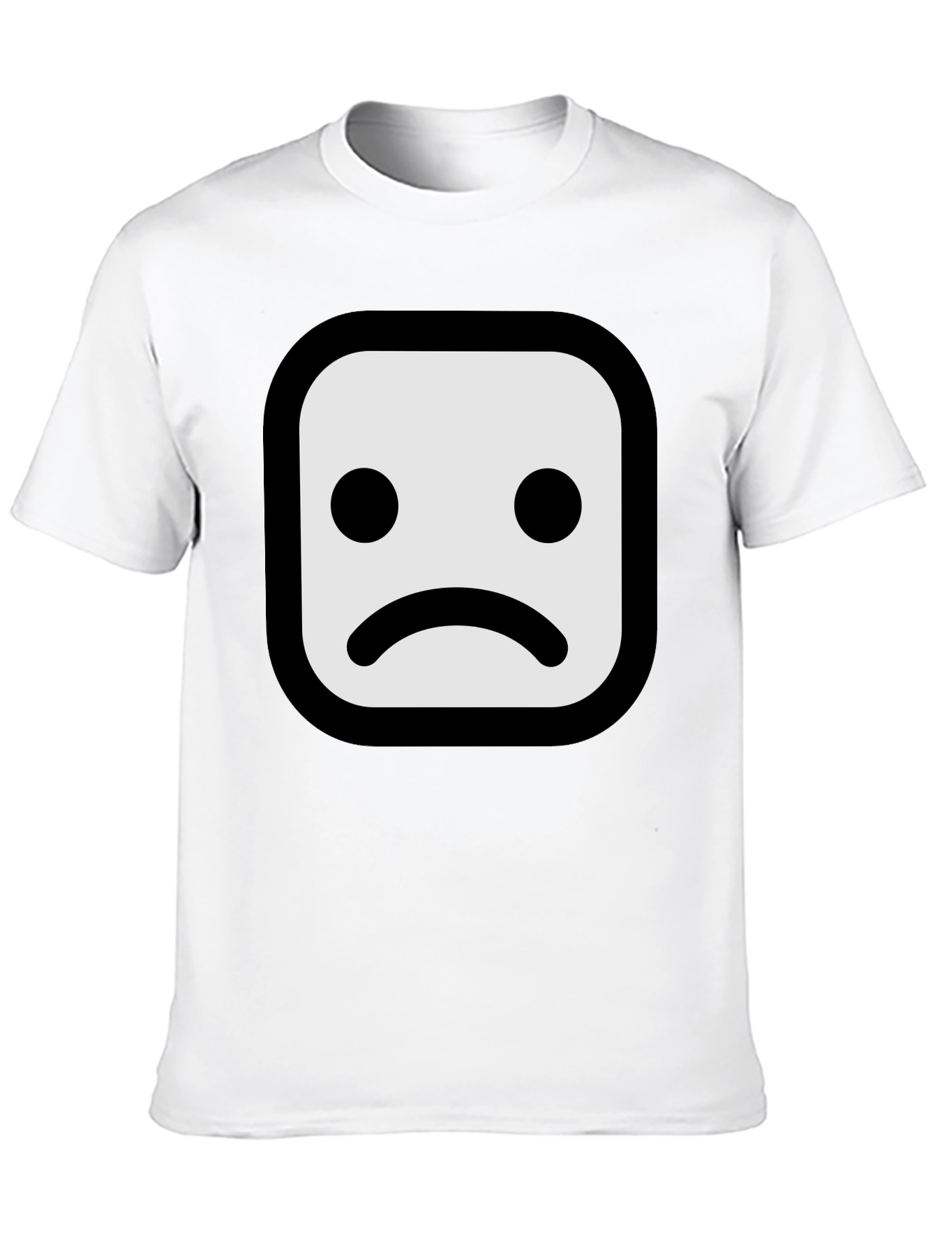 Sad Face Graphic T-Shirt - Black Cotton Blend