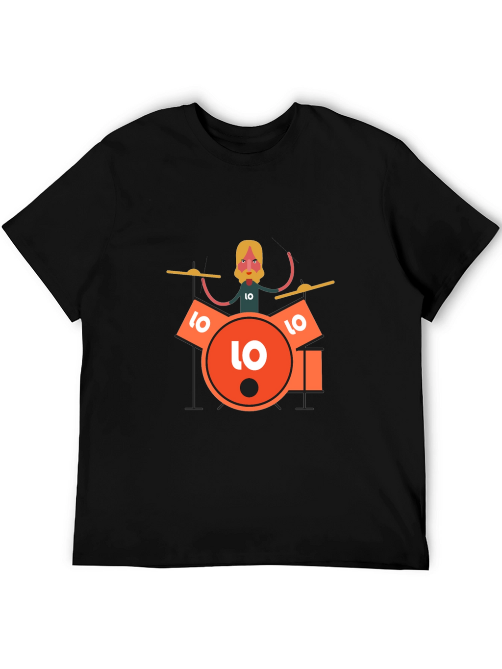 Drummer Graphic Tee - Black Crew Neck T-Shirt