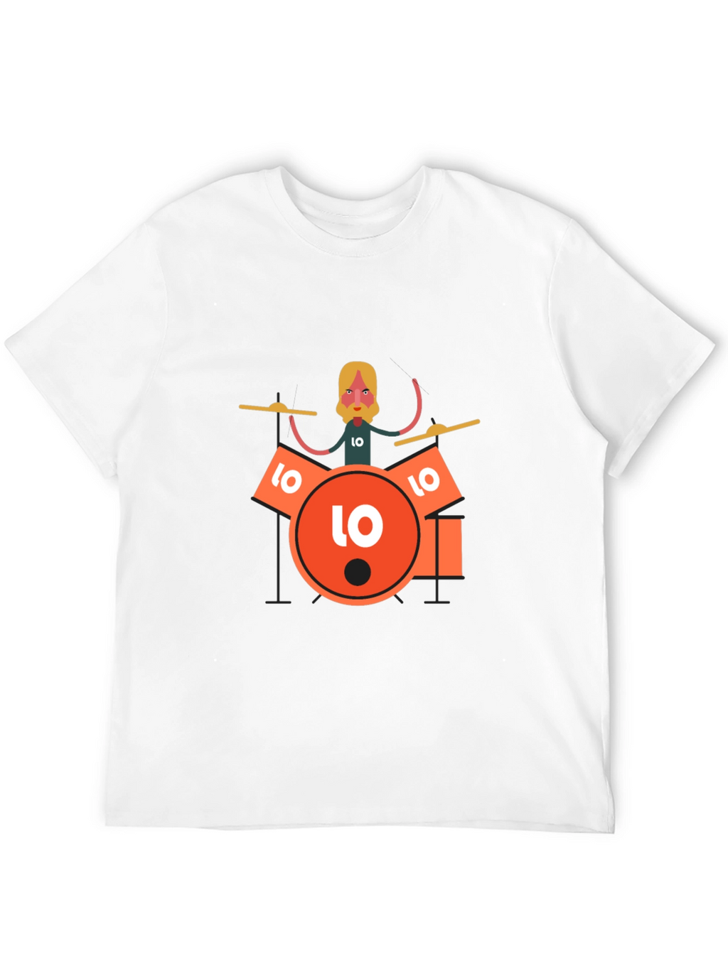 Drummer Graphic Tee - Black Crew Neck T-Shirt