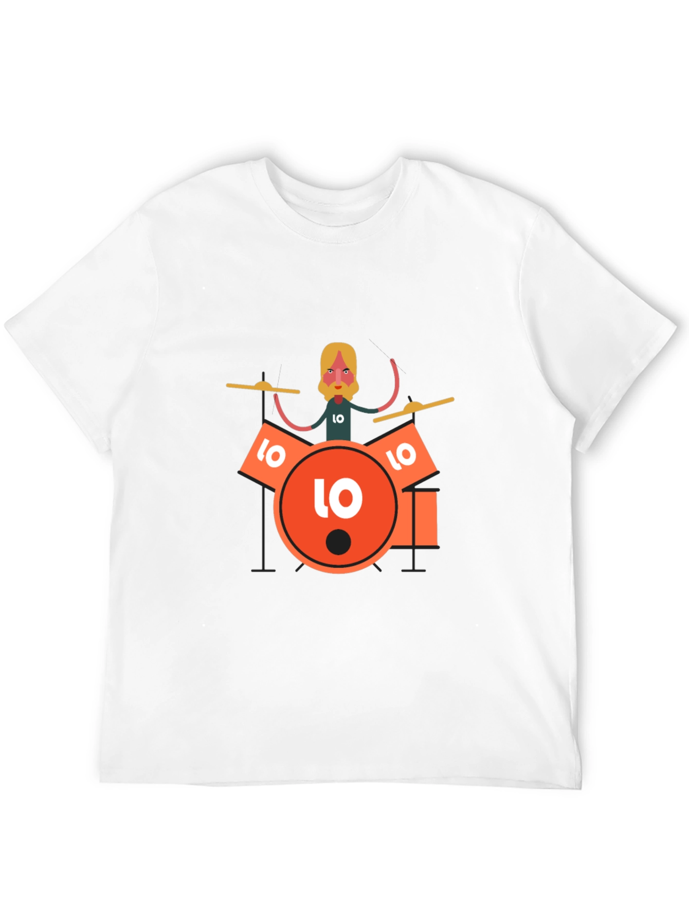 Drummer Graphic Tee - Black Crew Neck T-Shirt