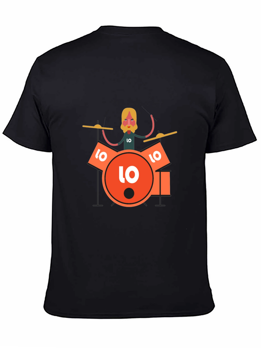Drummer Graphic Tee - Black Crew Neck T-Shirt