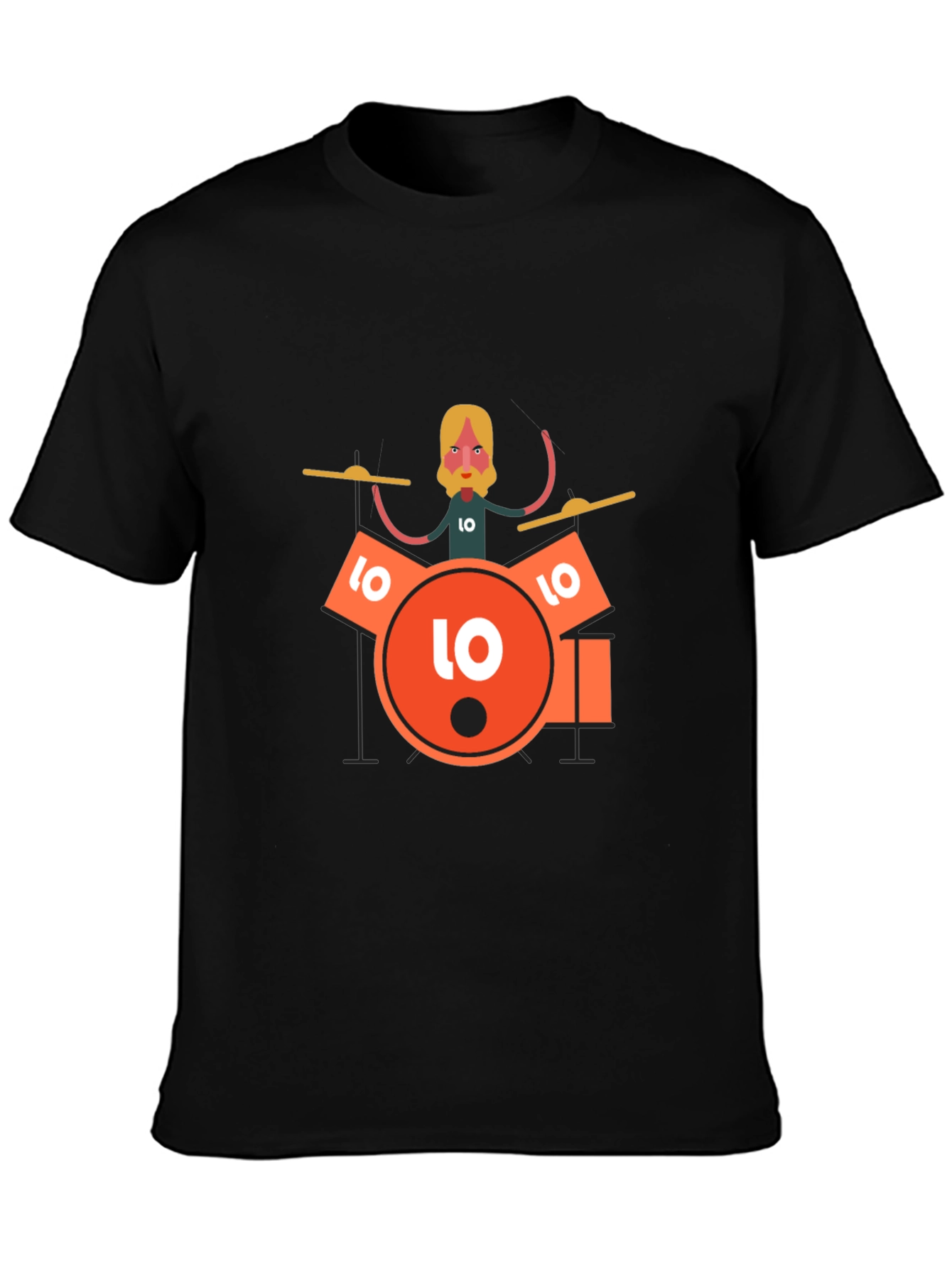 Drummer Graphic Tee - Black Crew Neck T-Shirt