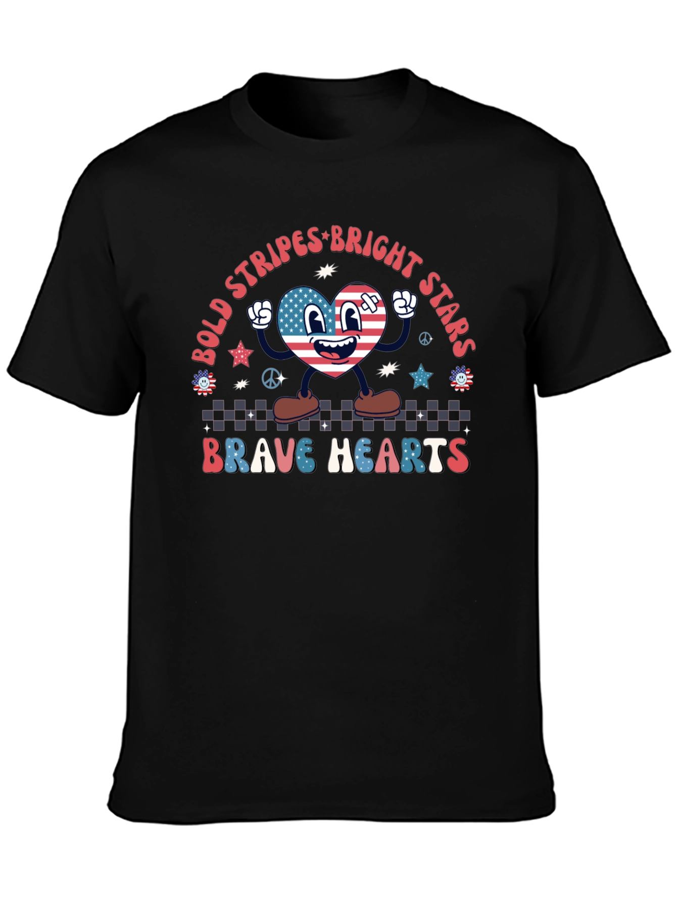 Bold Stripes Bright Stars Brave Hearts Graphic Tee