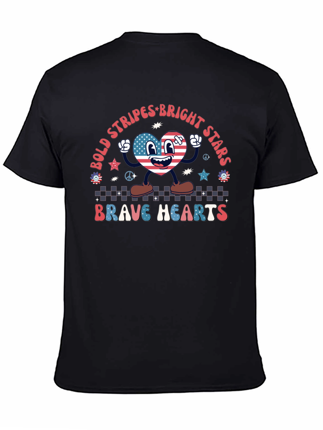 Bold Stripes Bright Stars Brave Hearts Graphic Tee