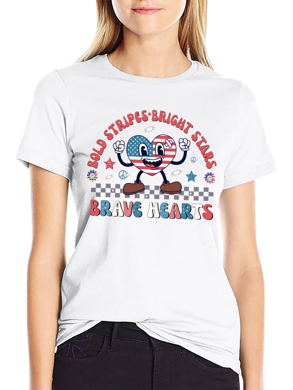 Bold Stripes Bright Stars Brave Hearts Graphic Tee