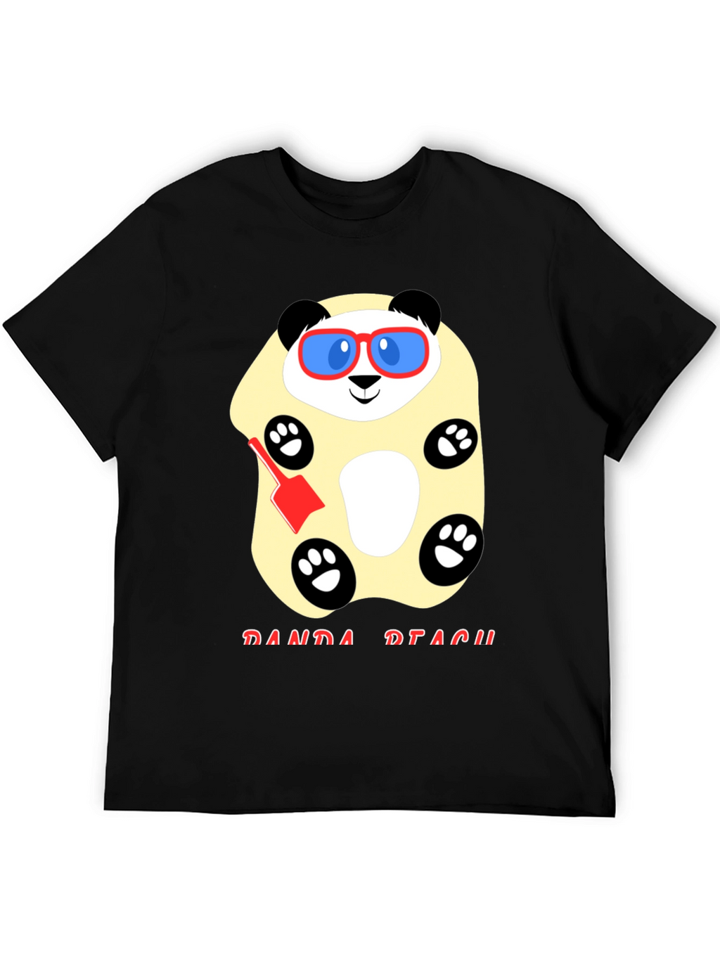 Cool Panda Beach T-Shirt - Black Cotton