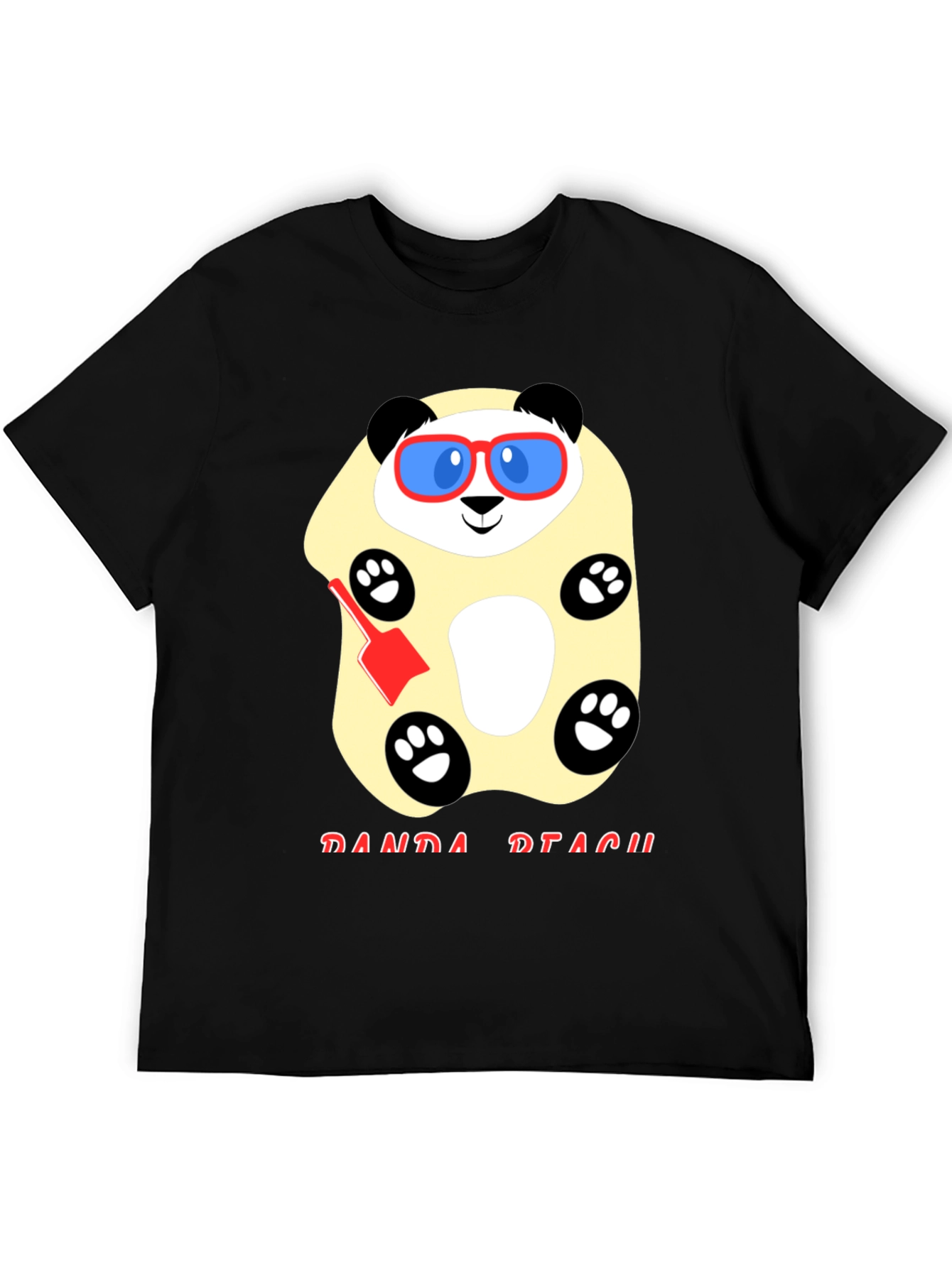 Cool Panda Beach T-Shirt - Black Cotton