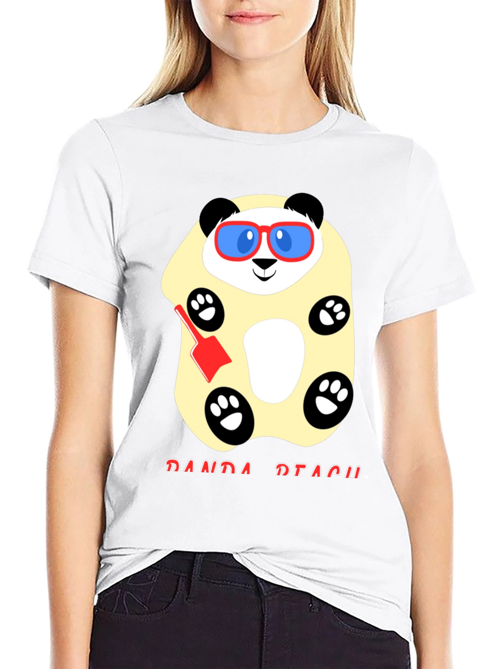 Cool Panda Beach T-Shirt - Black Cotton