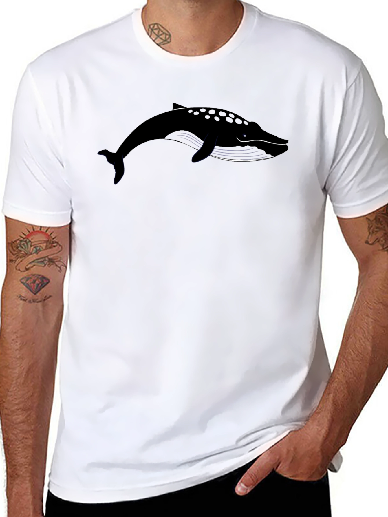 Whale Graphic Tee - Black Cotton Blend