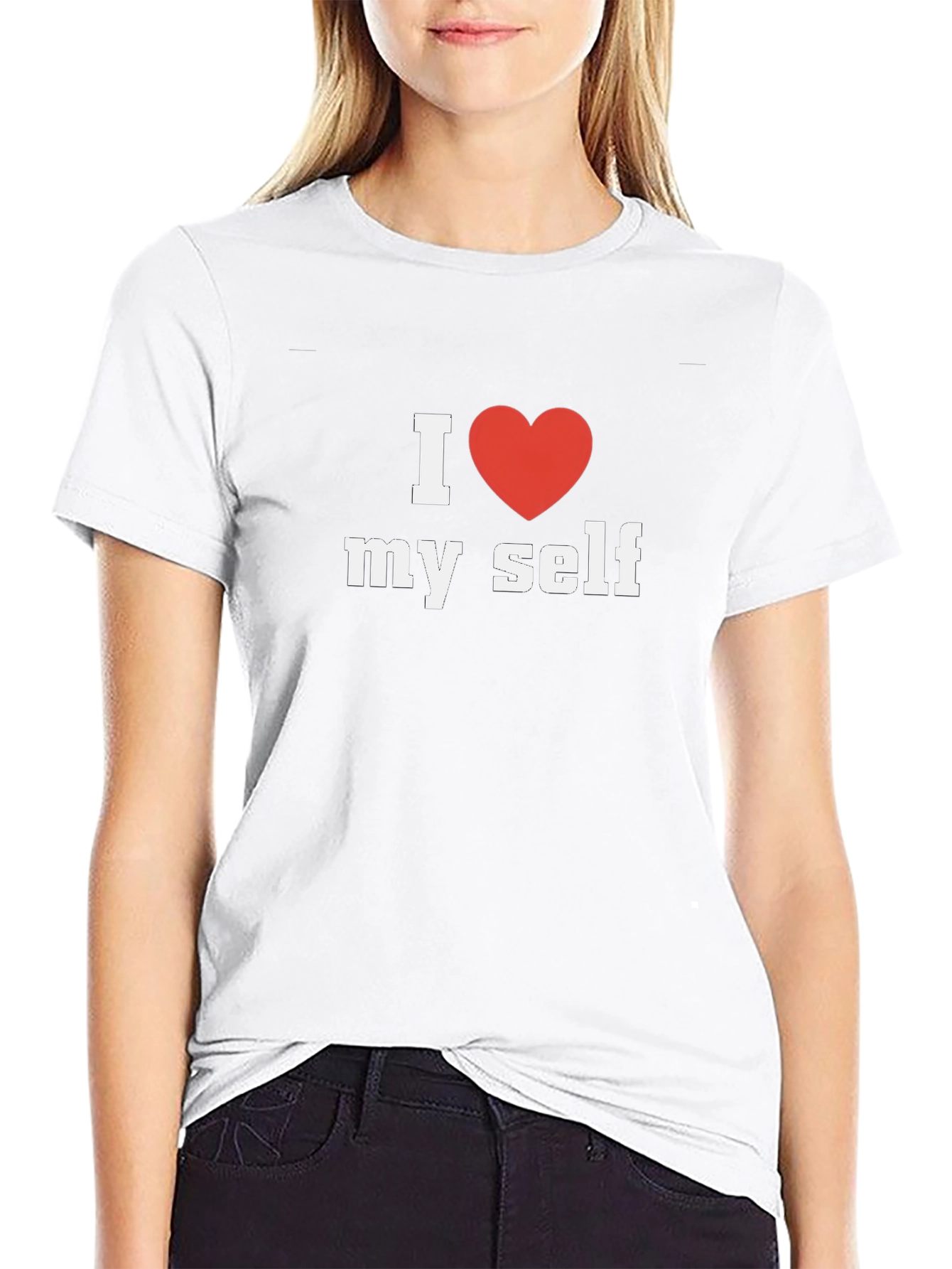I Heart Myself Black Cotton Tee Shirt