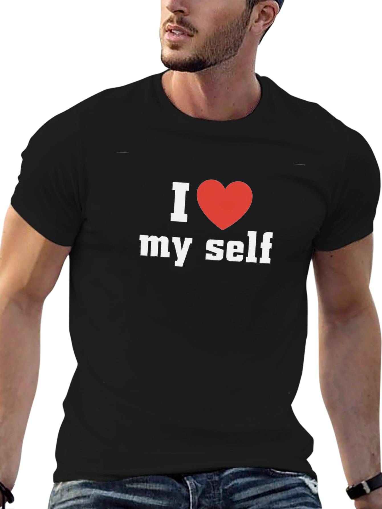 I Heart Myself Black Cotton Tee Shirt