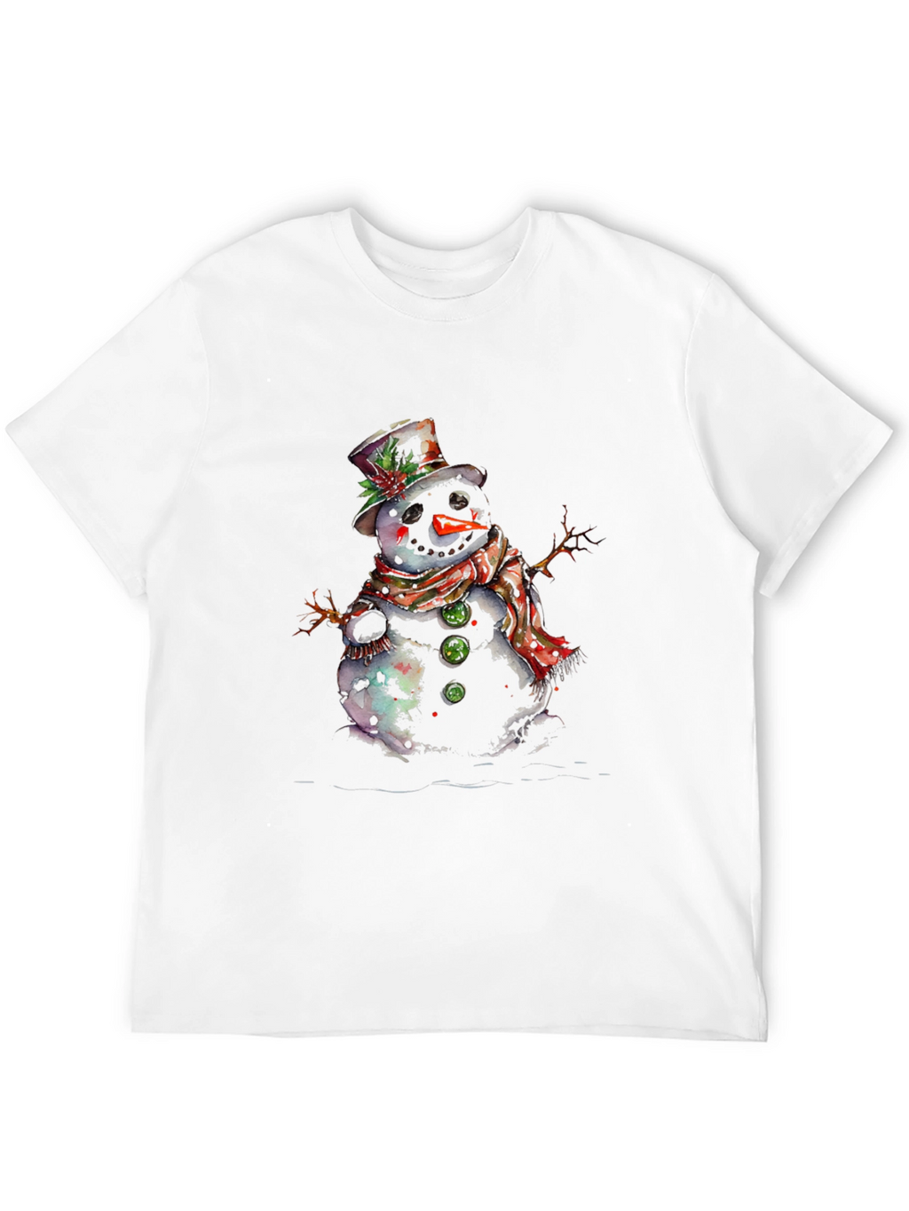 Snowman Graphic Tee - Black Cotton Blend Shirt