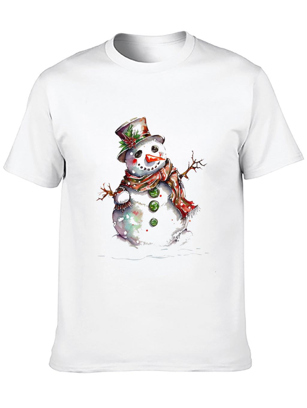 Snowman Graphic Tee - Black Cotton Blend Shirt