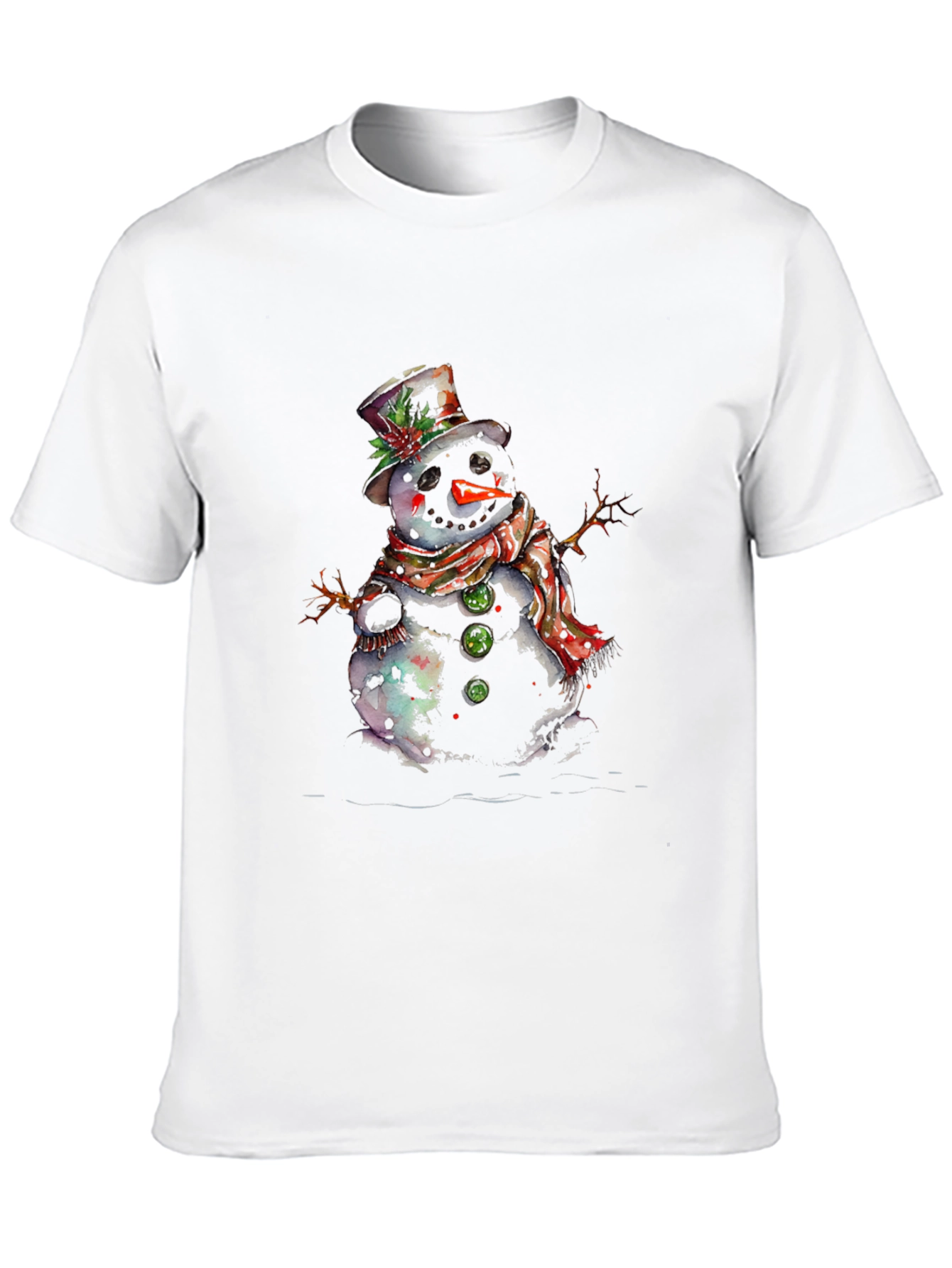 Snowman Graphic Tee - Black Cotton Blend Shirt