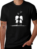 Cute Cartoon Couple Black T-Shirt