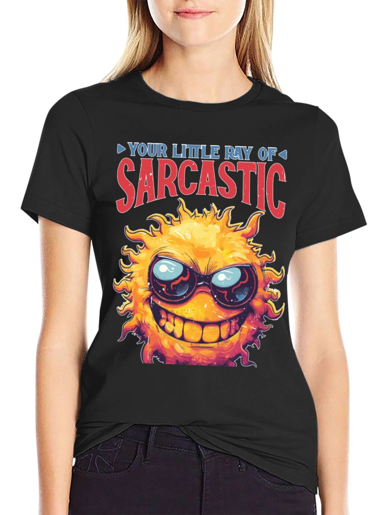 Sarcastic Sun Graphic T-Shirt - Black
