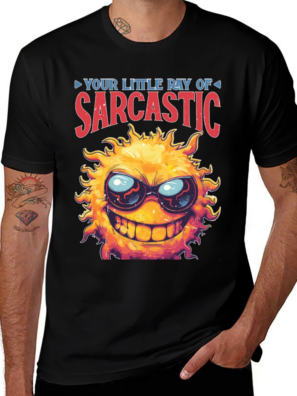 Sarcastic Sun Graphic T-Shirt - Black