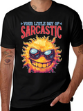 Sarcastic Sun Graphic T-Shirt - Black