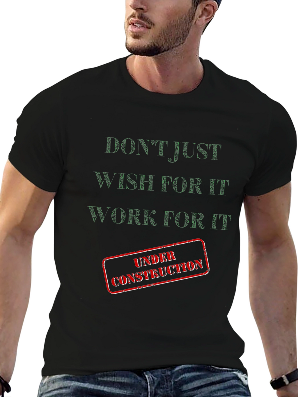 Motivational Black Graphic T-Shirt: Dont Just Wish!
