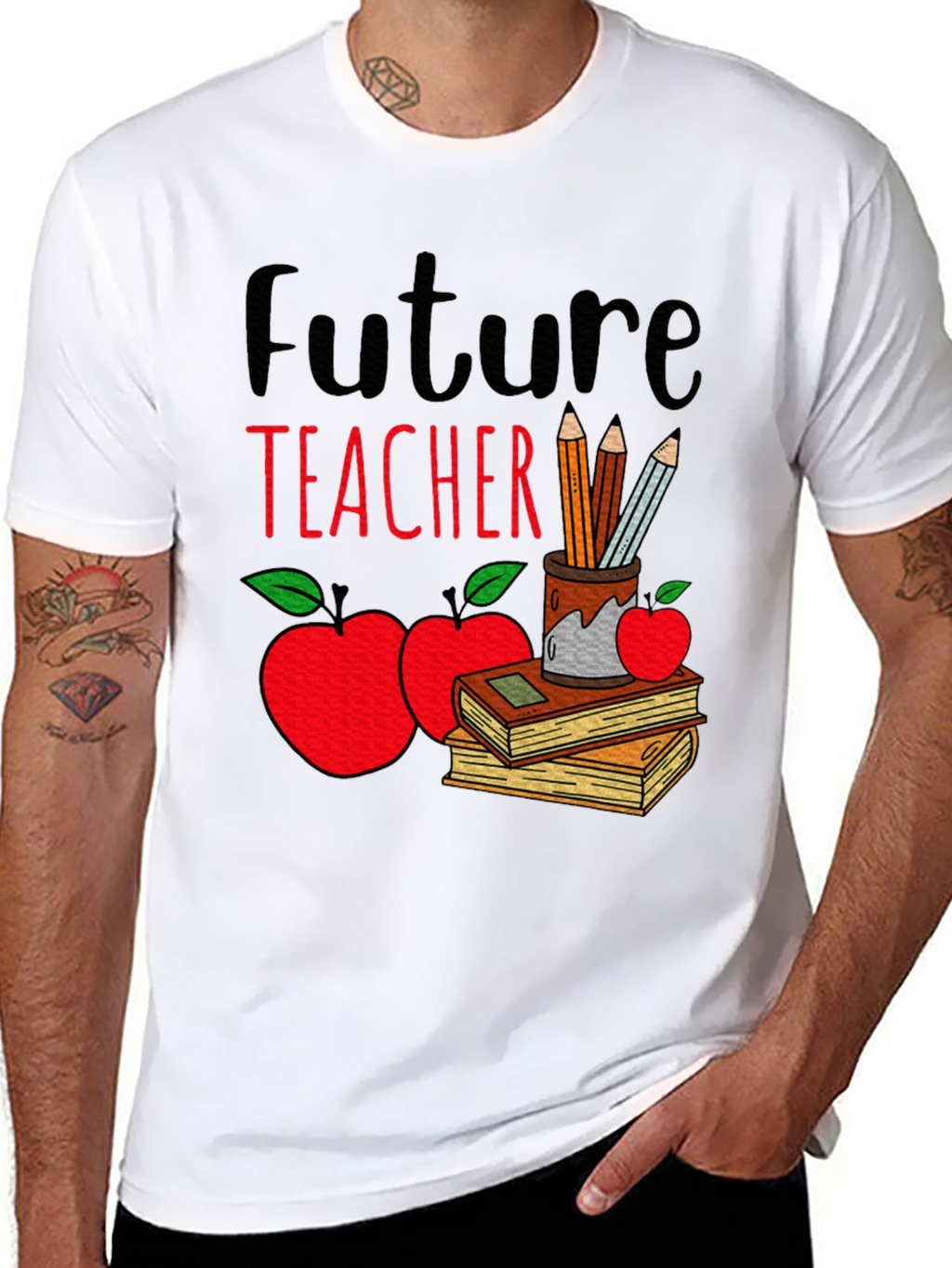 Future Teacher T-Shirt - Cute Apple & Books Design