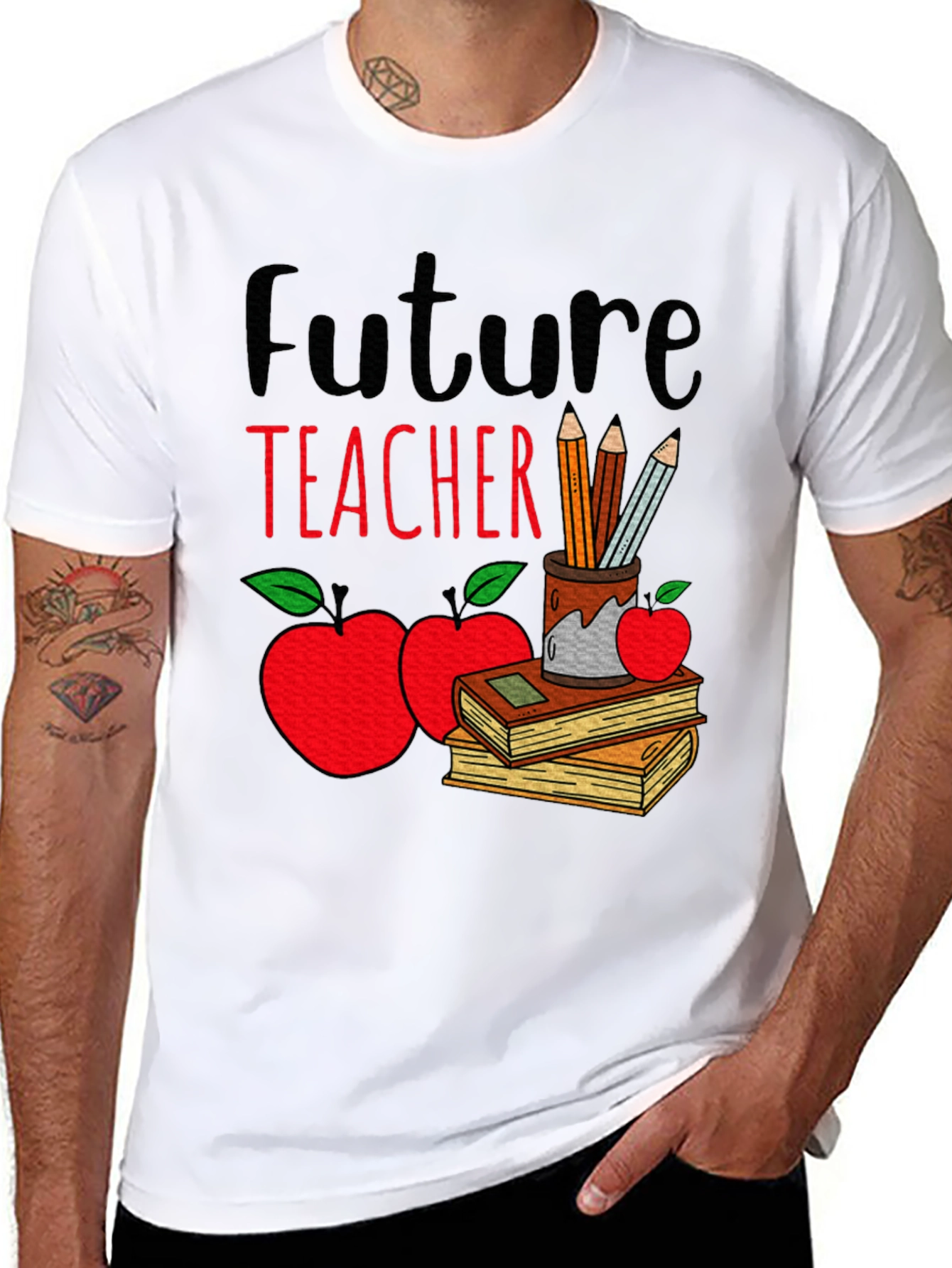 Future Teacher T-Shirt - Cute Apple & Books Design