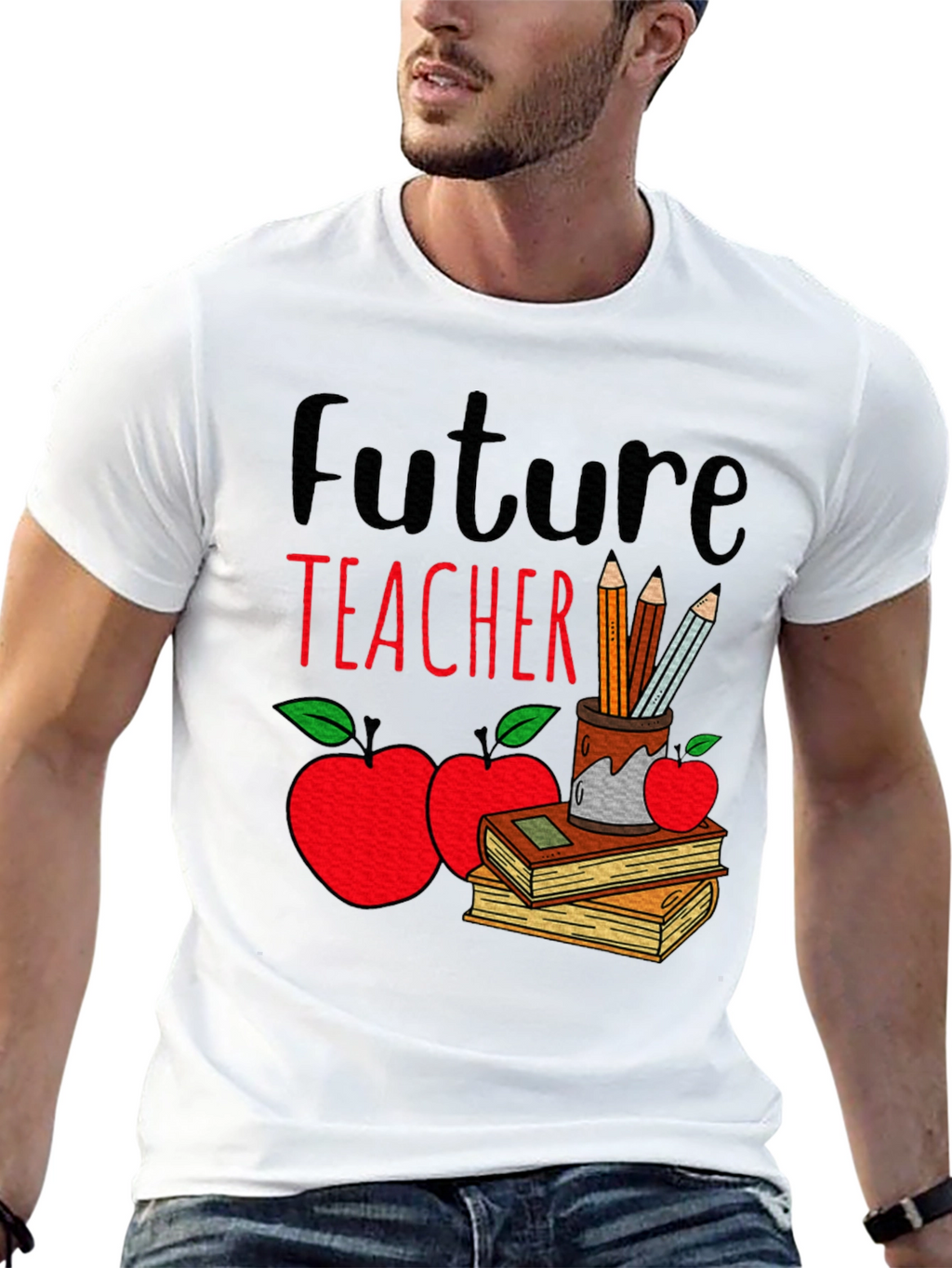 Future Teacher T-Shirt - Cute Apple & Books Design