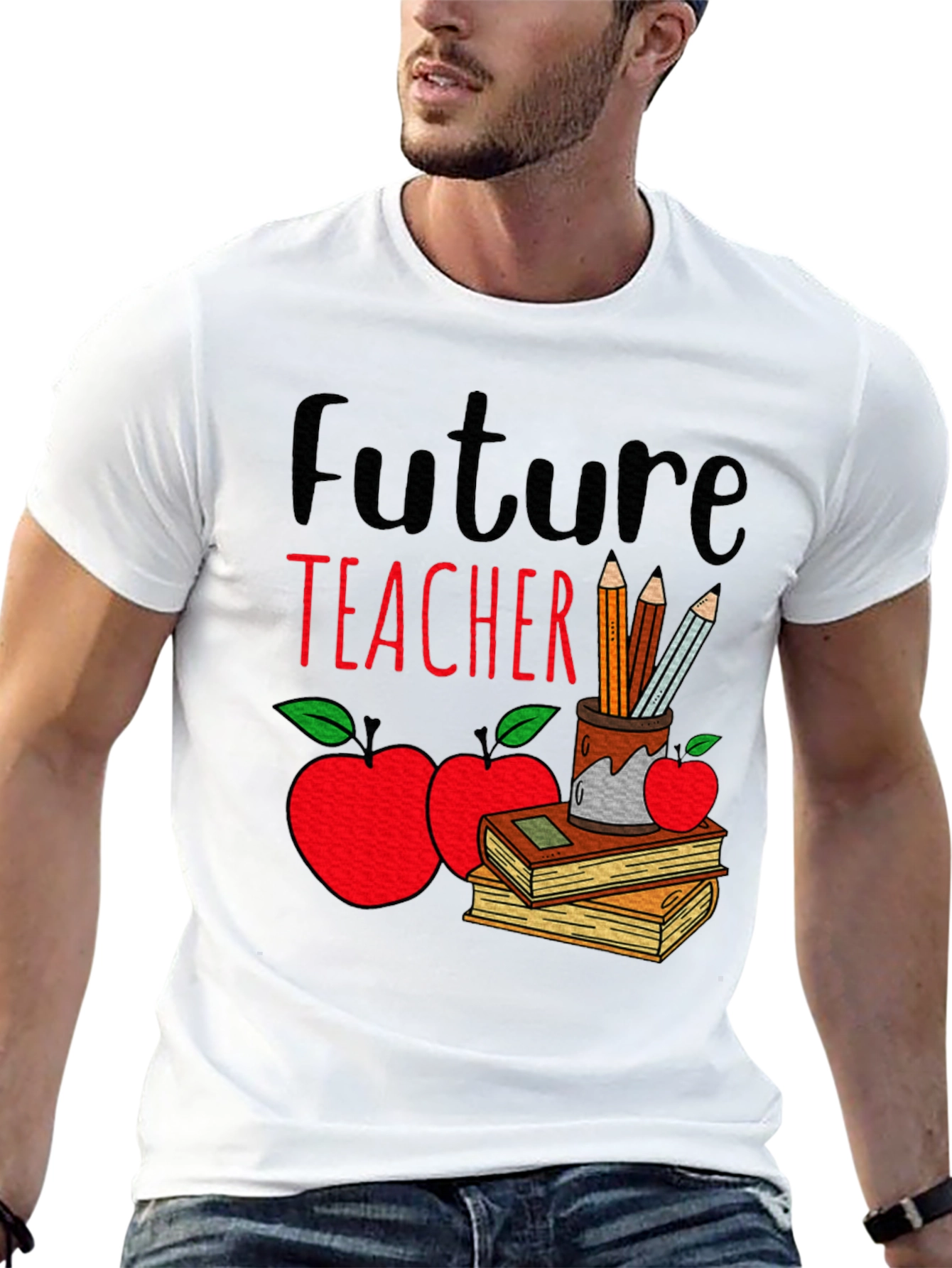 Future Teacher T-Shirt - Cute Apple & Books Design
