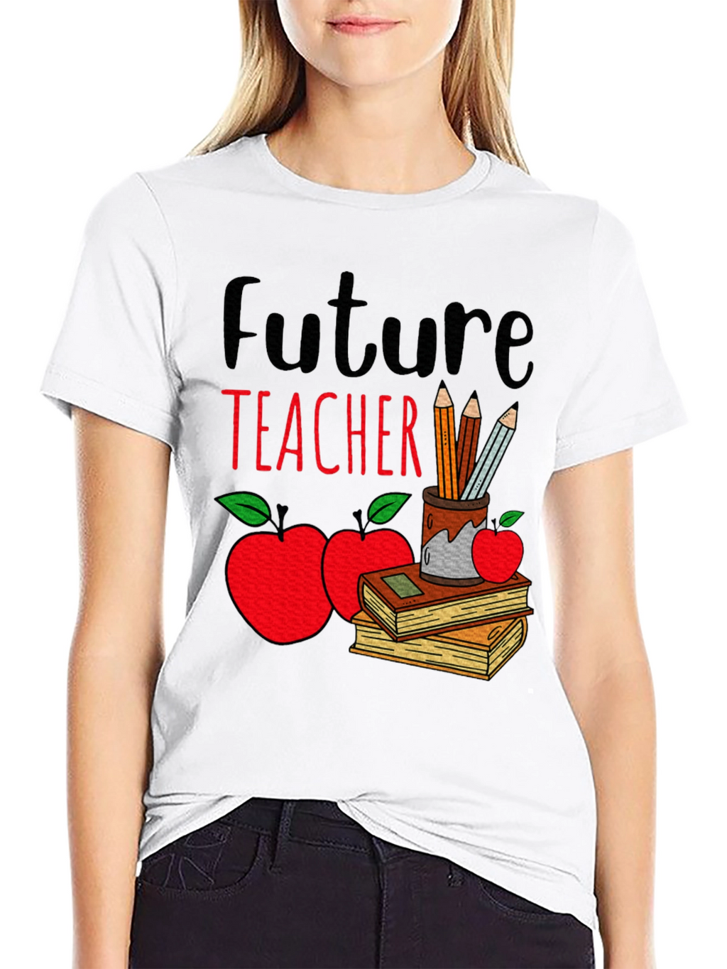 Future Teacher T-Shirt - Cute Apple & Books Design