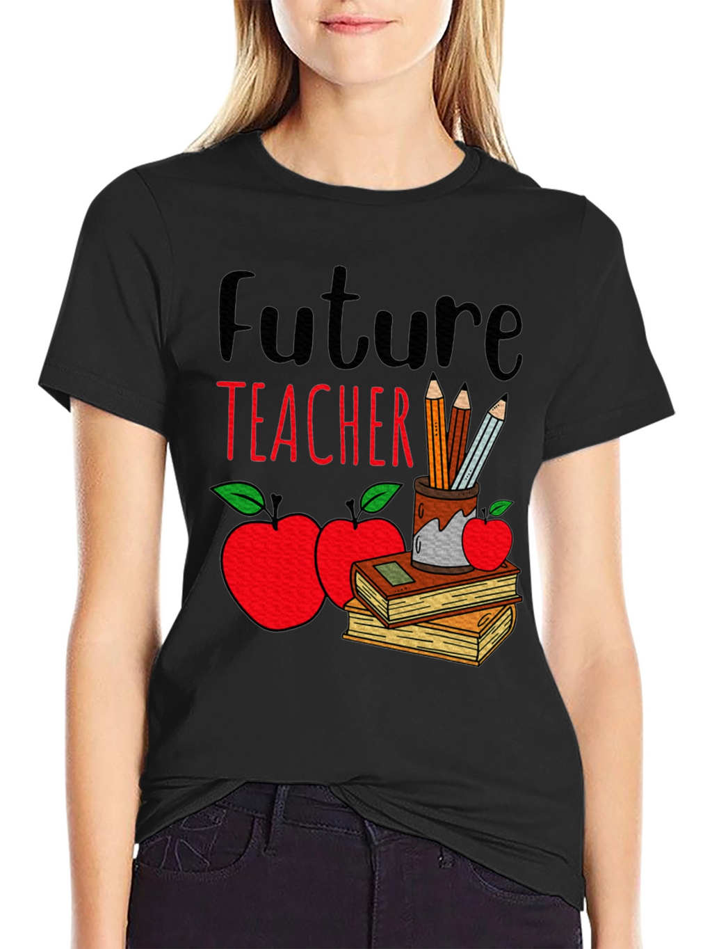 Future Teacher T-Shirt - Cute Apple & Books Design