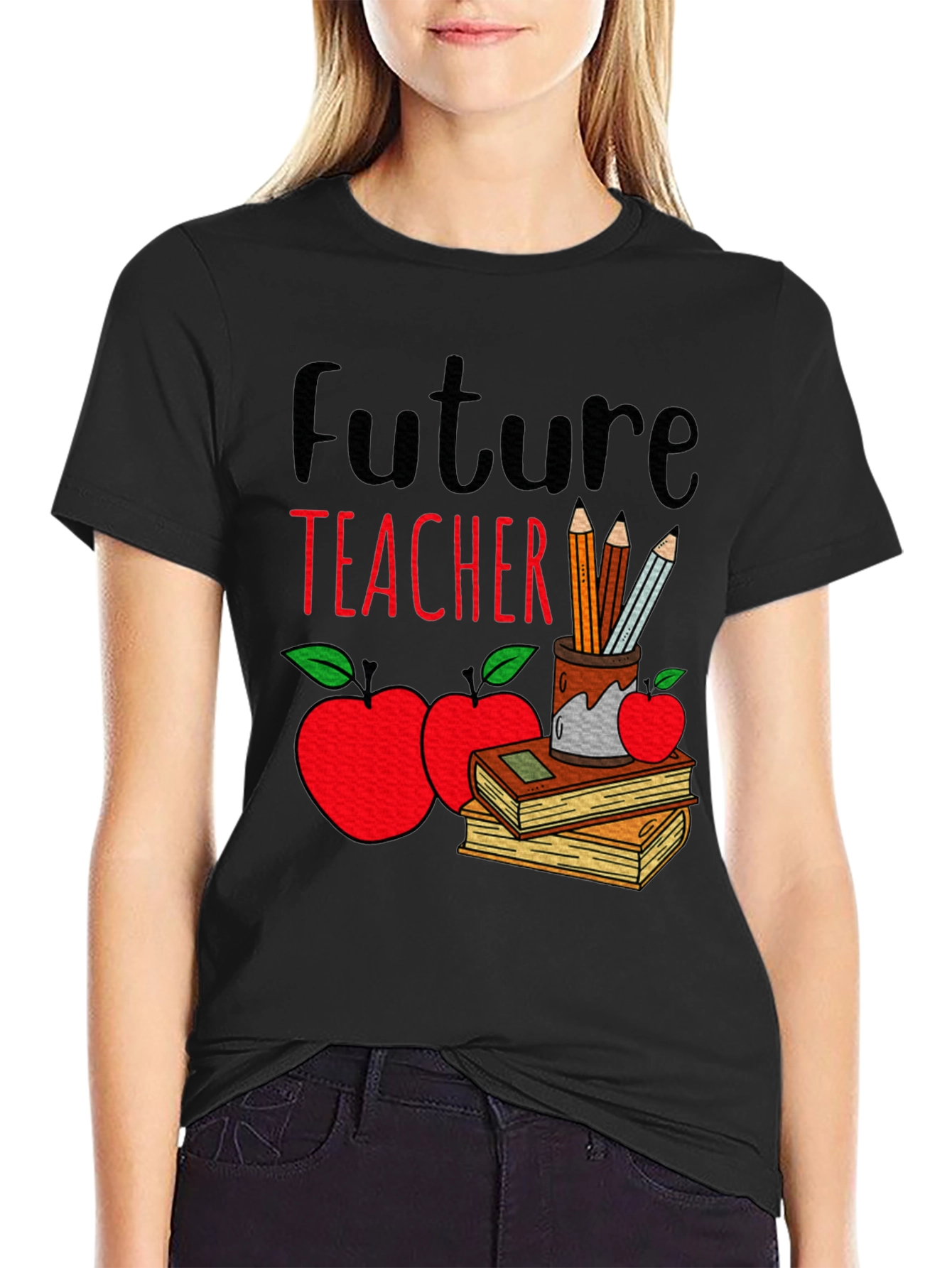 Future Teacher T-Shirt - Cute Apple & Books Design