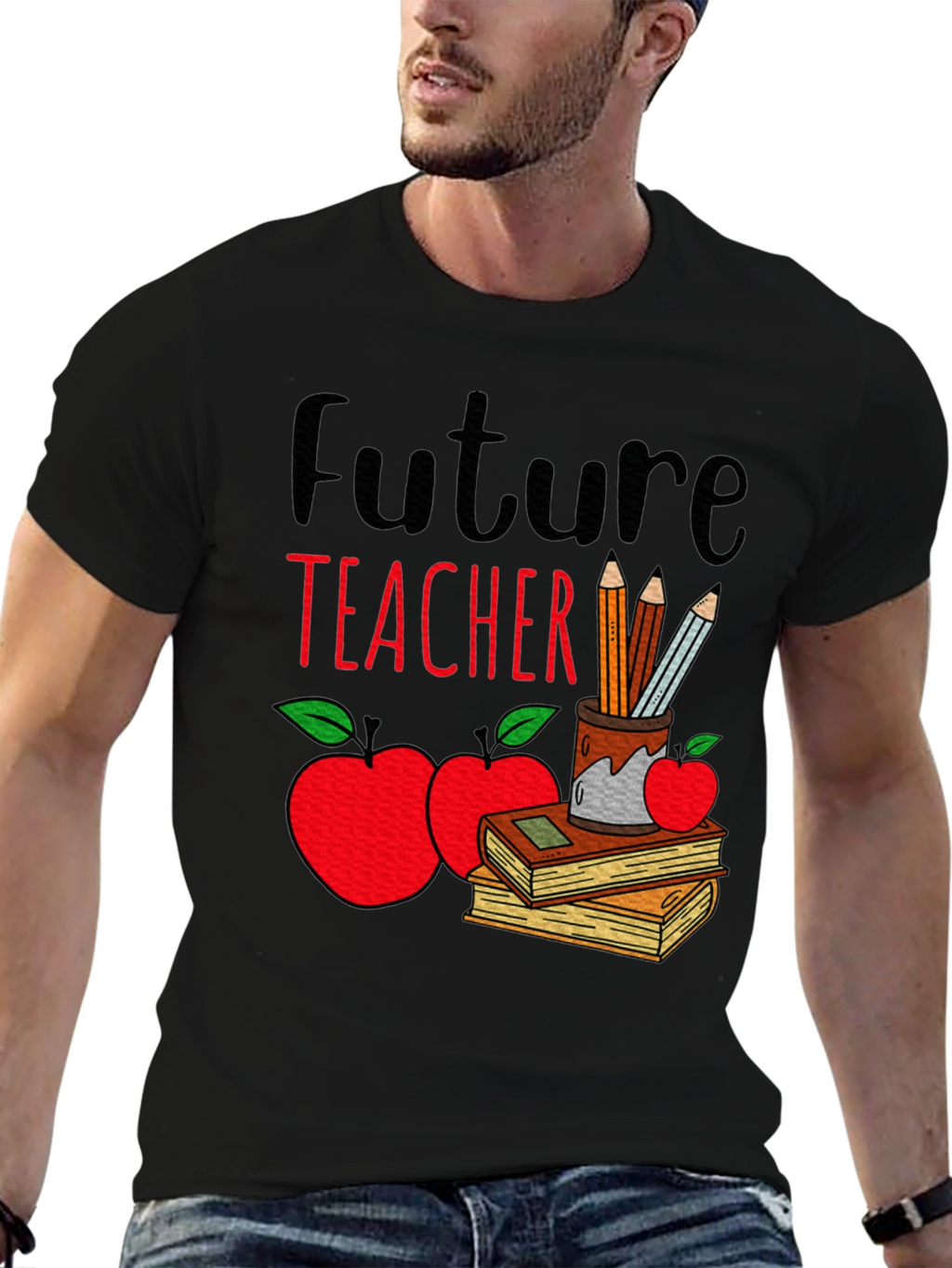 Future Teacher T-Shirt - Cute Apple & Books Design