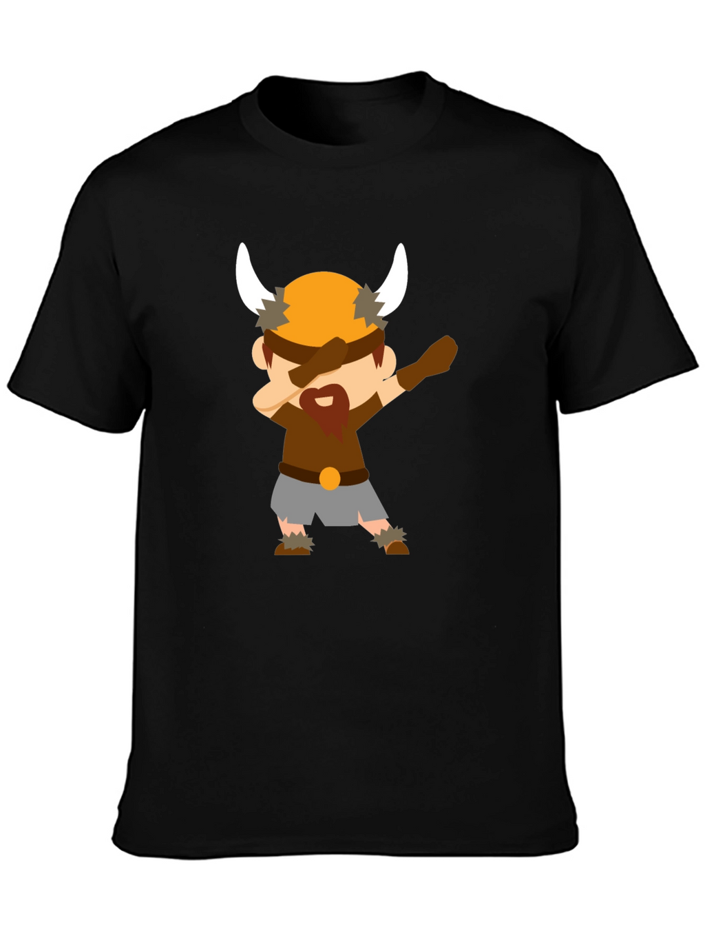 Dabbing Viking Cartoon Black T-Shirt