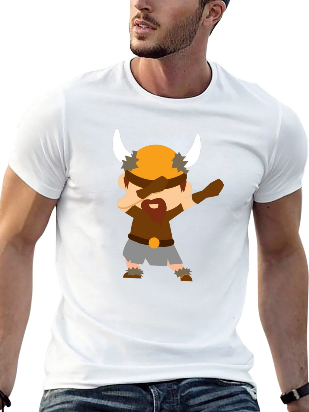 Dabbing Viking Cartoon Black T-Shirt