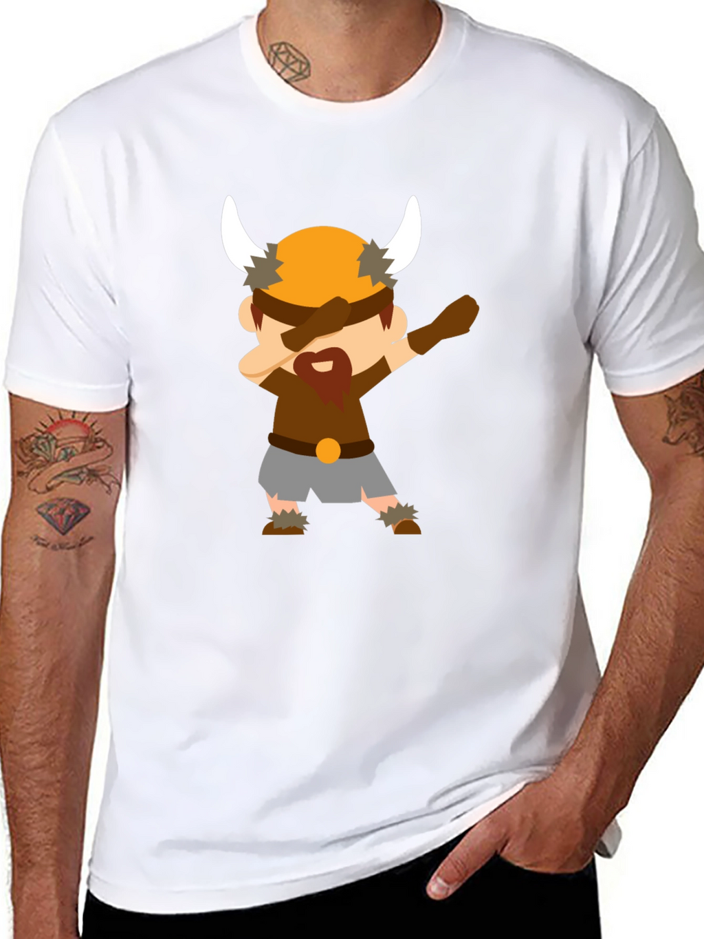 Dabbing Viking Cartoon Black T-Shirt
