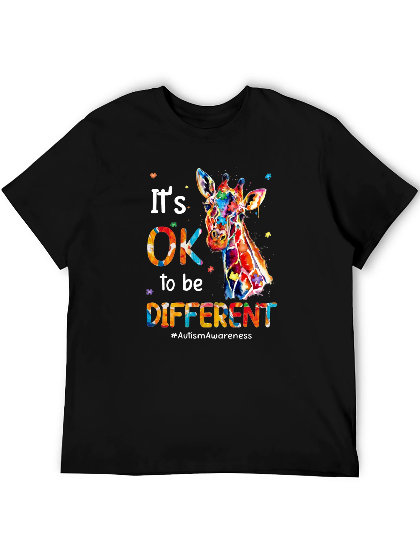 Its OK to Be Different Giraffe Autism Awareness T-Shirt