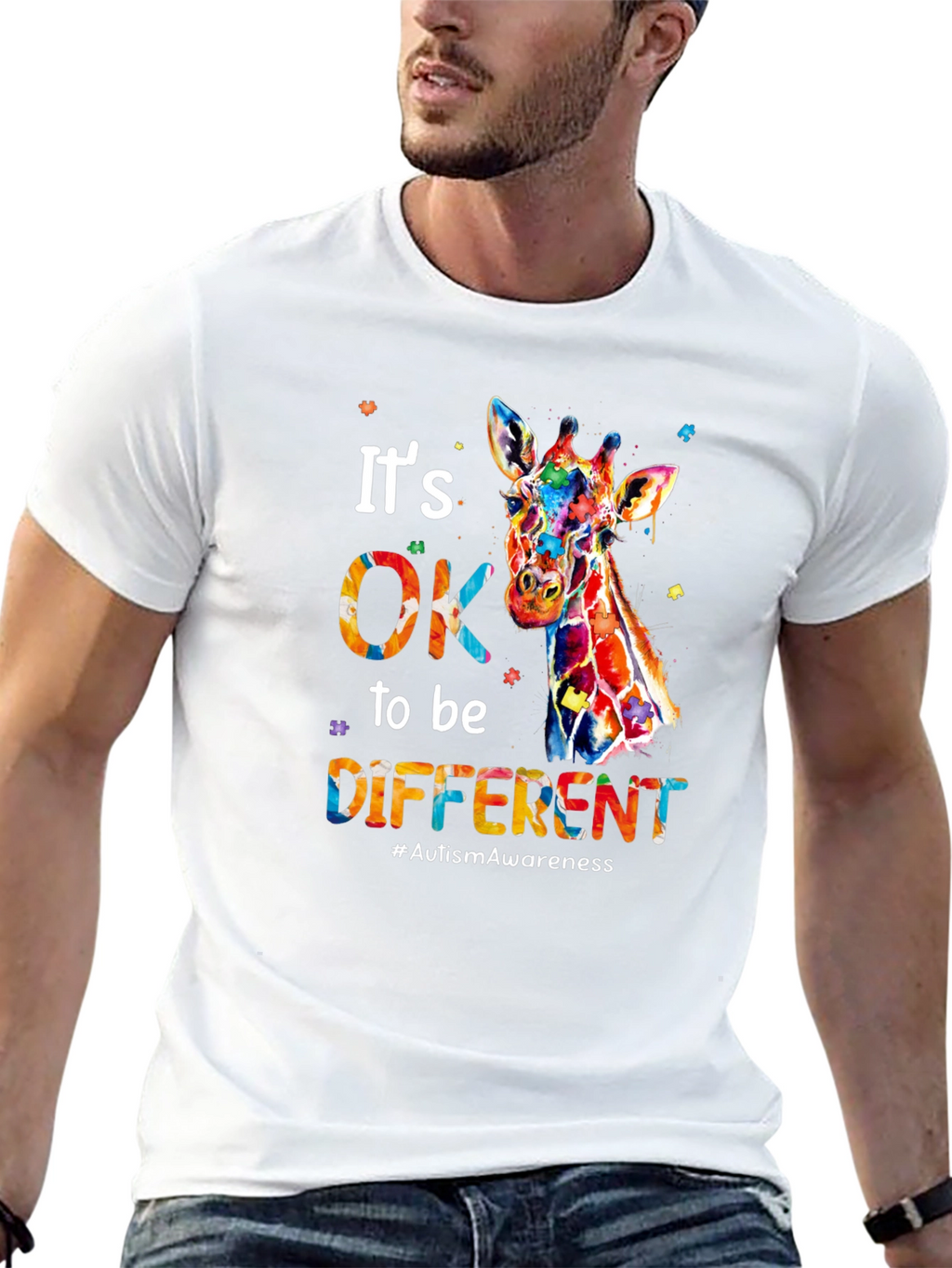 Its OK to Be Different Giraffe Autism Awareness T-Shirt