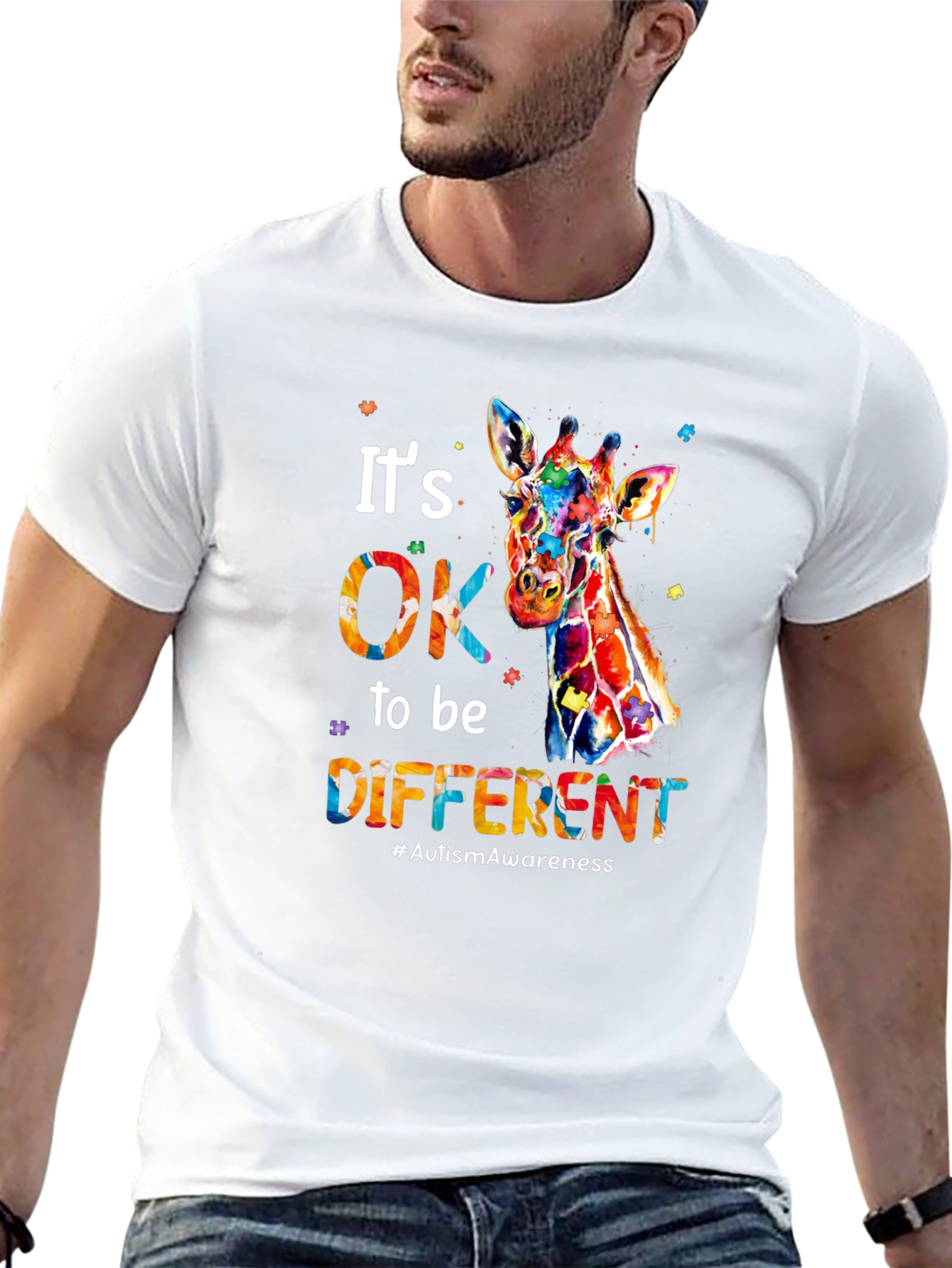 Its OK to Be Different Giraffe Autism Awareness T-Shirt