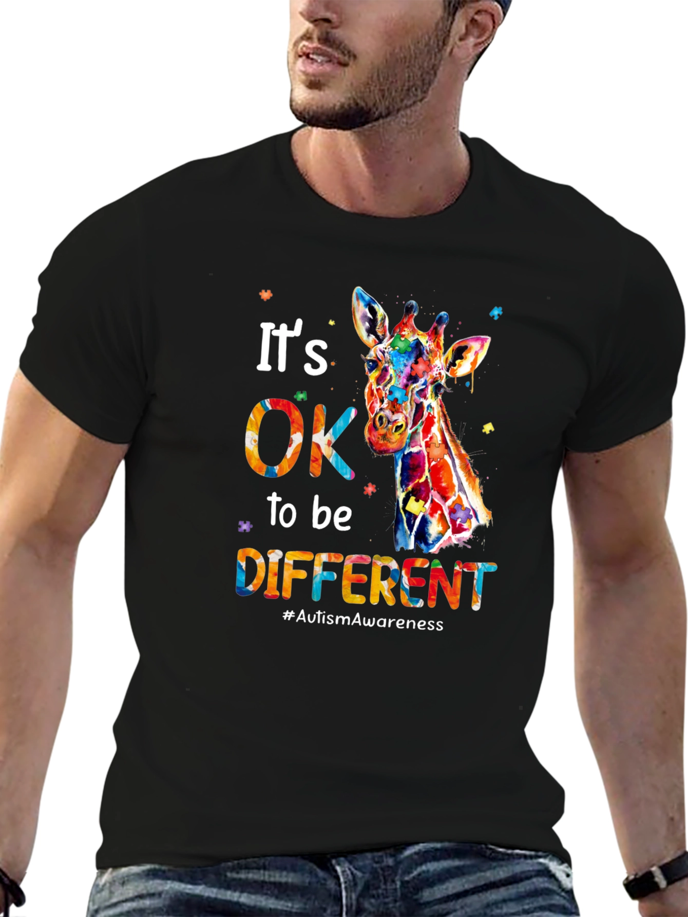 Its OK to Be Different Giraffe Autism Awareness T-Shirt
