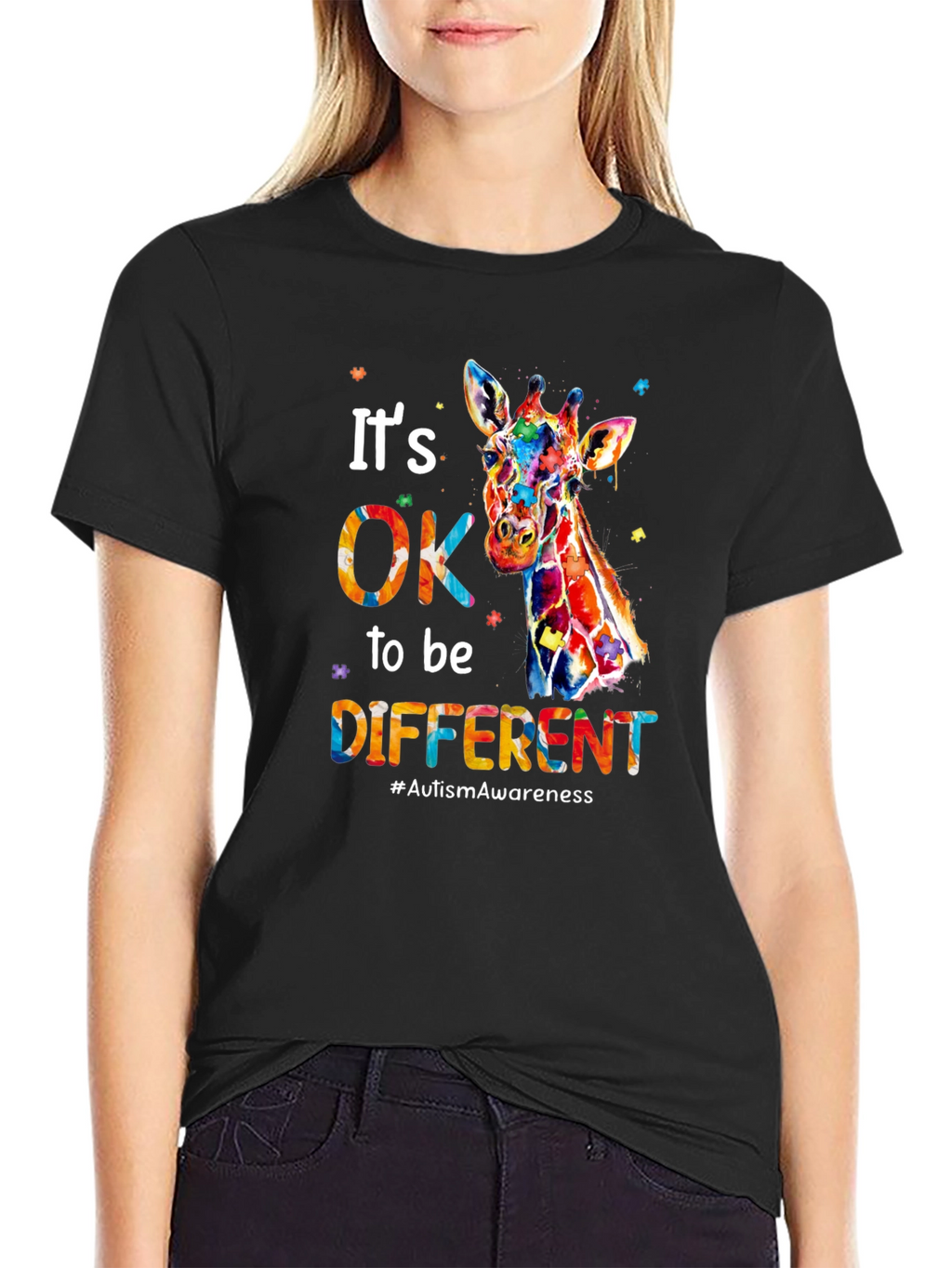 Its OK to Be Different Giraffe Autism Awareness T-Shirt