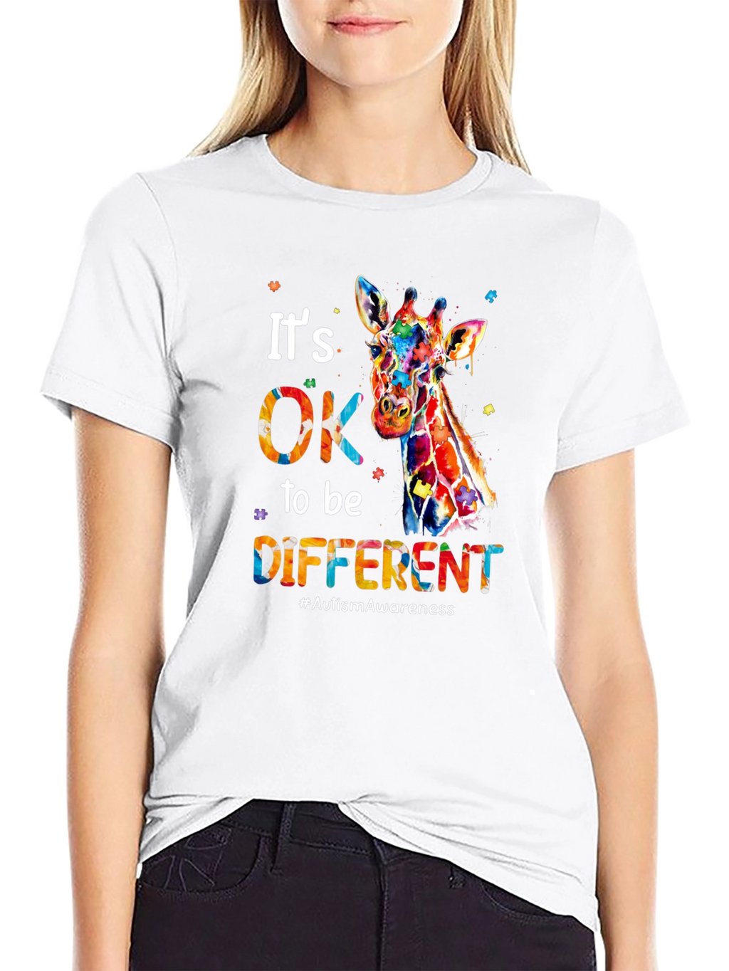 Its OK to Be Different Giraffe Autism Awareness T-Shirt