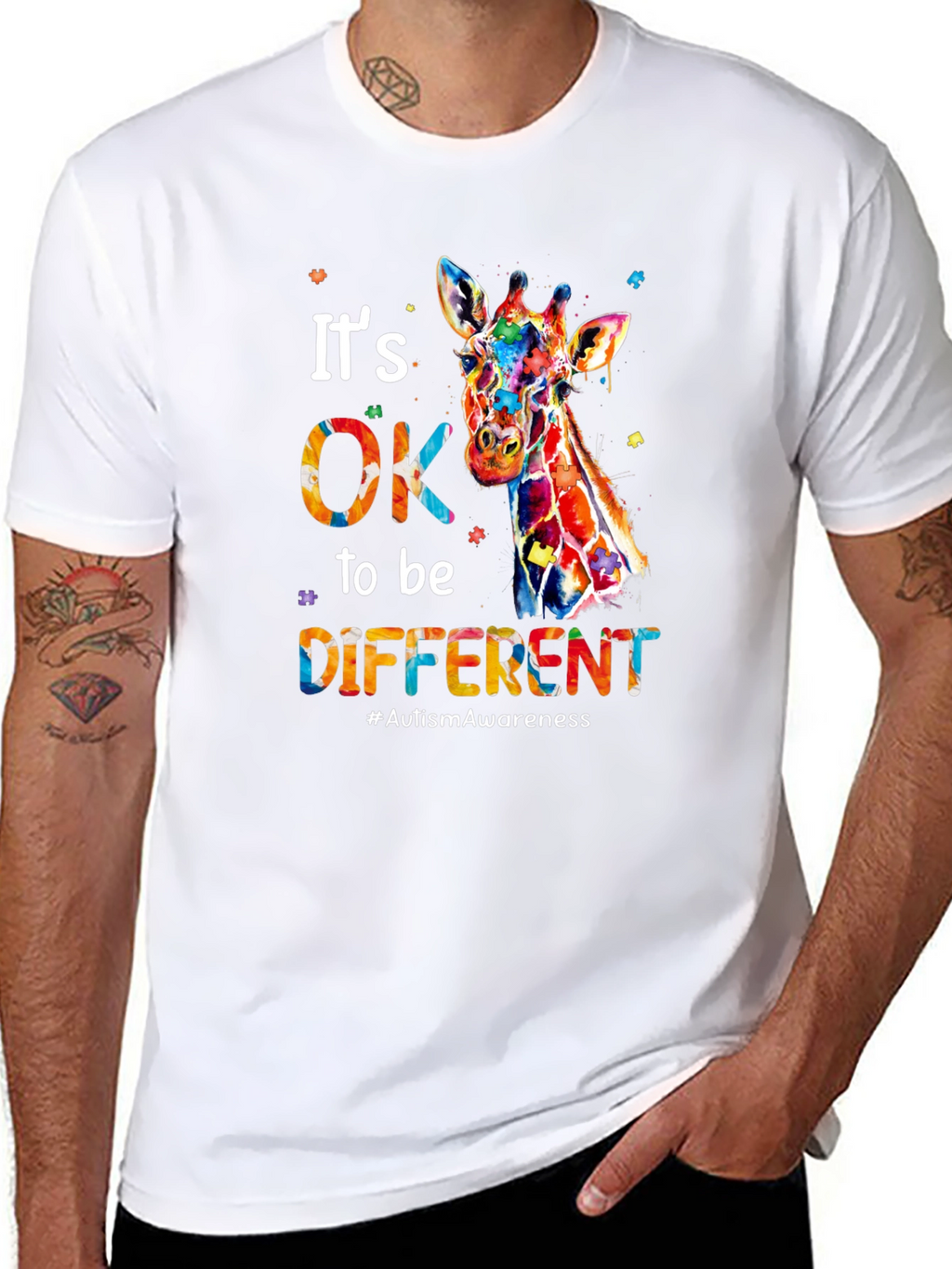 Its OK to Be Different Giraffe Autism Awareness T-Shirt