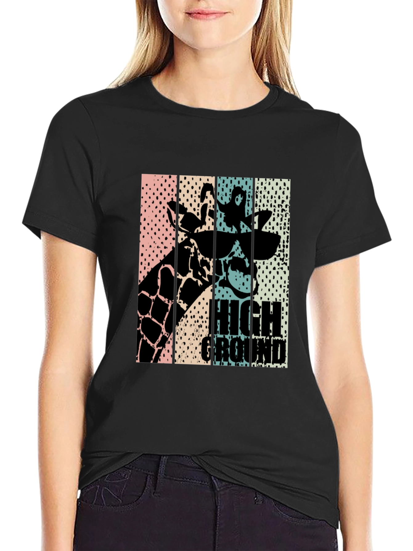 High Ground Giraffe Graphic Tee - Cool Animal Design